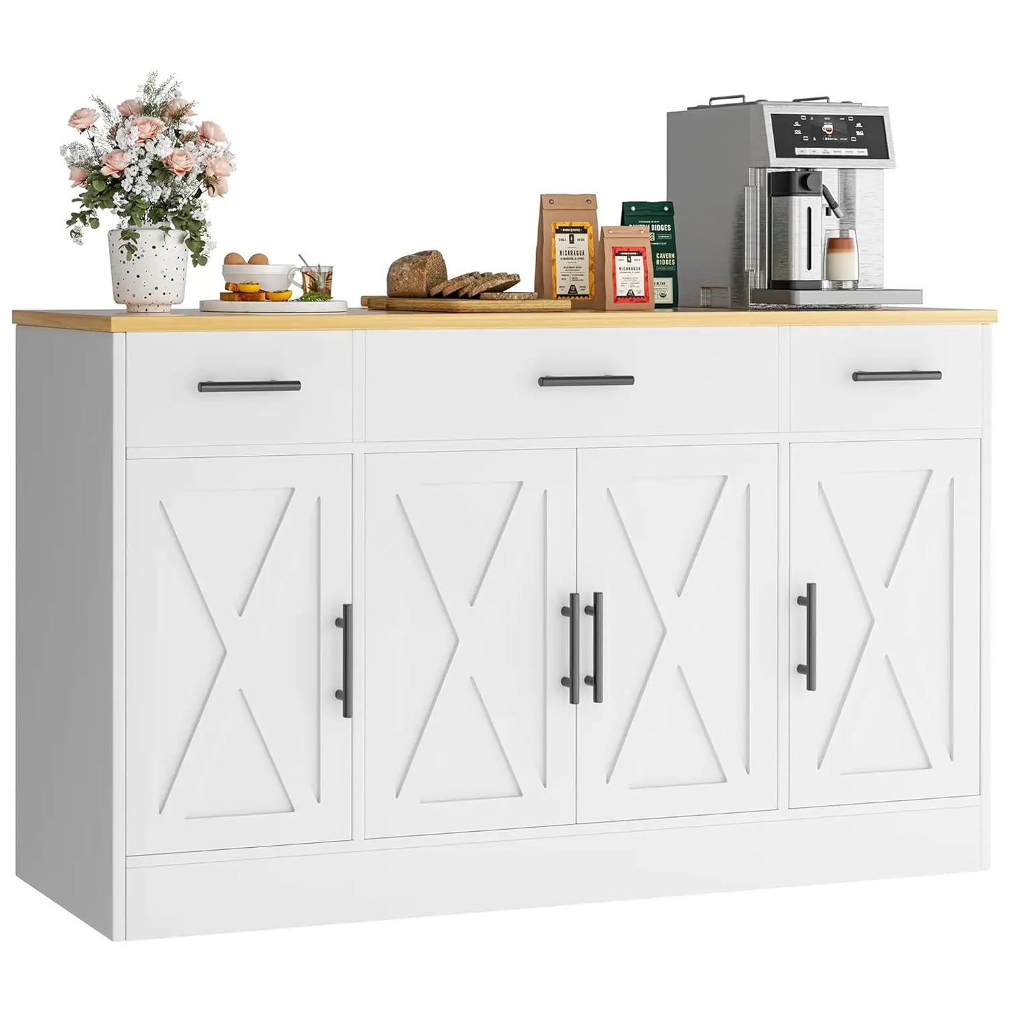 Buffet Cabinet Storage Sideboard With Adjustable Shelves And Drawers