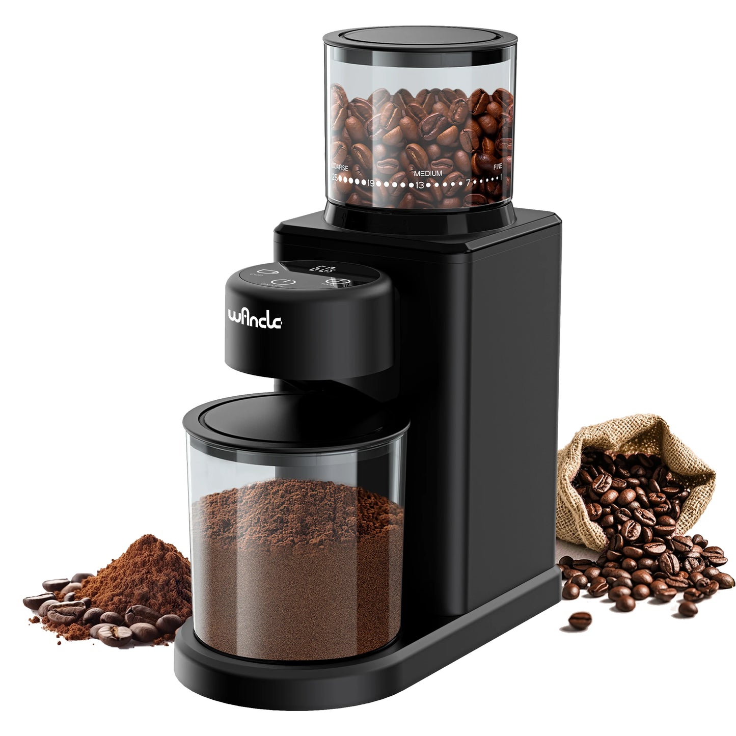 KIRAINAFLY Automatic Conical Burr Coffee Grinder With Touchscreen 25 Settings