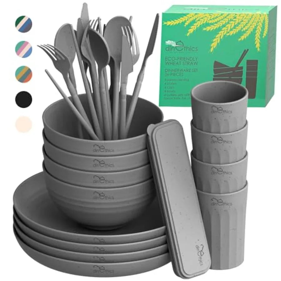 Eco Friendly Wheat Straw Dinnerware Plates Bowls Cups Camping Set