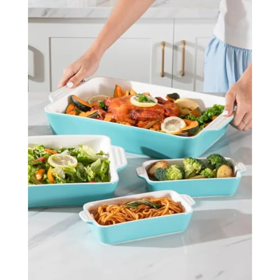 Bakeware Set Of 4 Rectangular Casserole Dishes For Oven