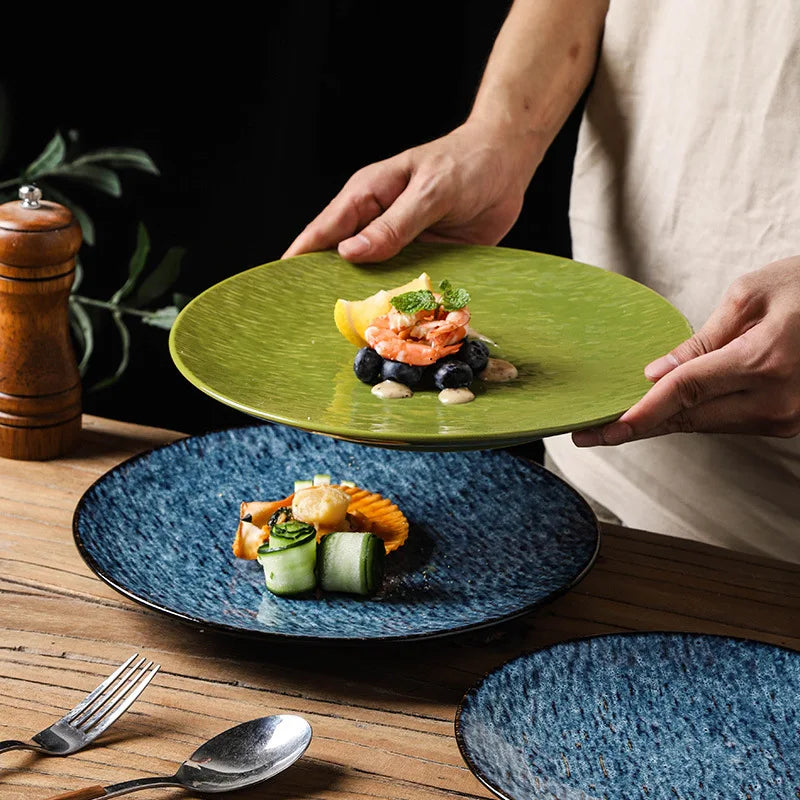 Japanese Vintage Ceramic Platter For Steak And Dessert Tableware