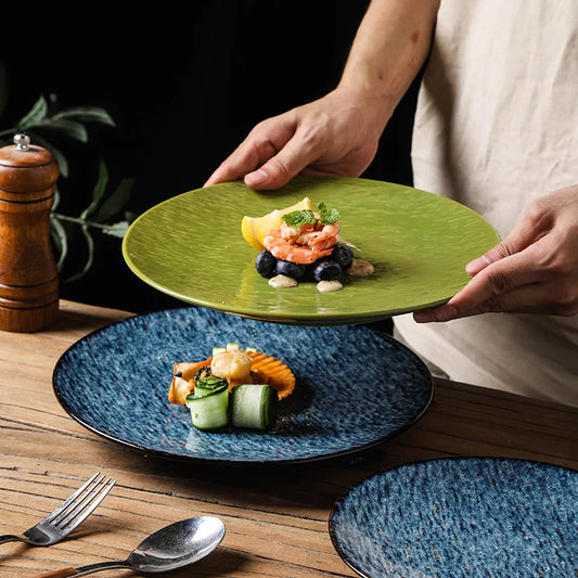 Japanese Vintage Ceramic Platter For Steak And Dessert Tableware