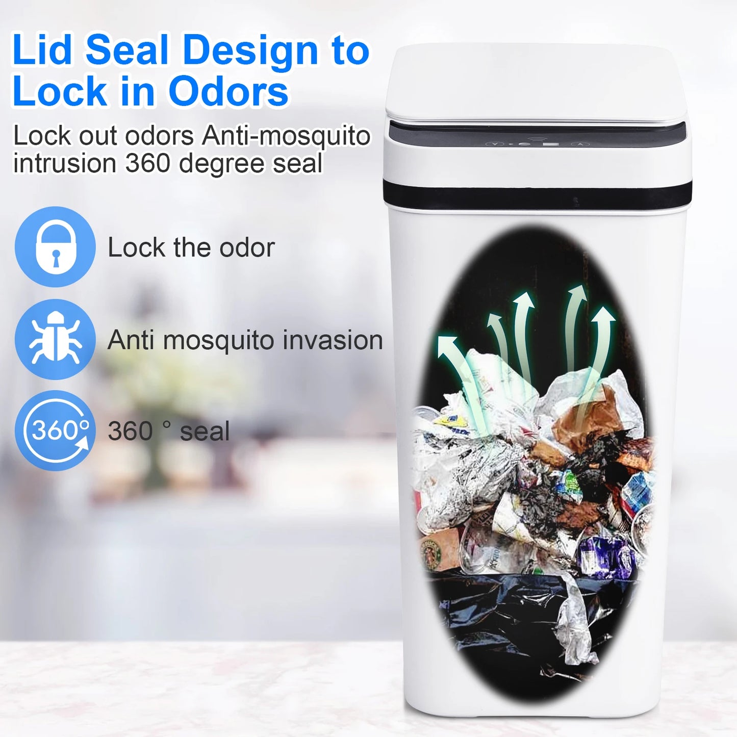 2-Pack Motion Sensor Trash Cans With Lid For Bathroom Slim Design