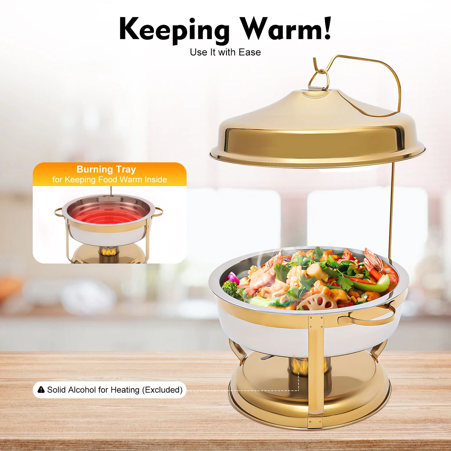 Stainless Steel Chafing Dish Buffet Warmer With Glass Lid