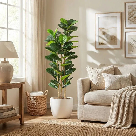 HiMISS Artificial Fiddle Leaf Fig Tree in Planter for Decor