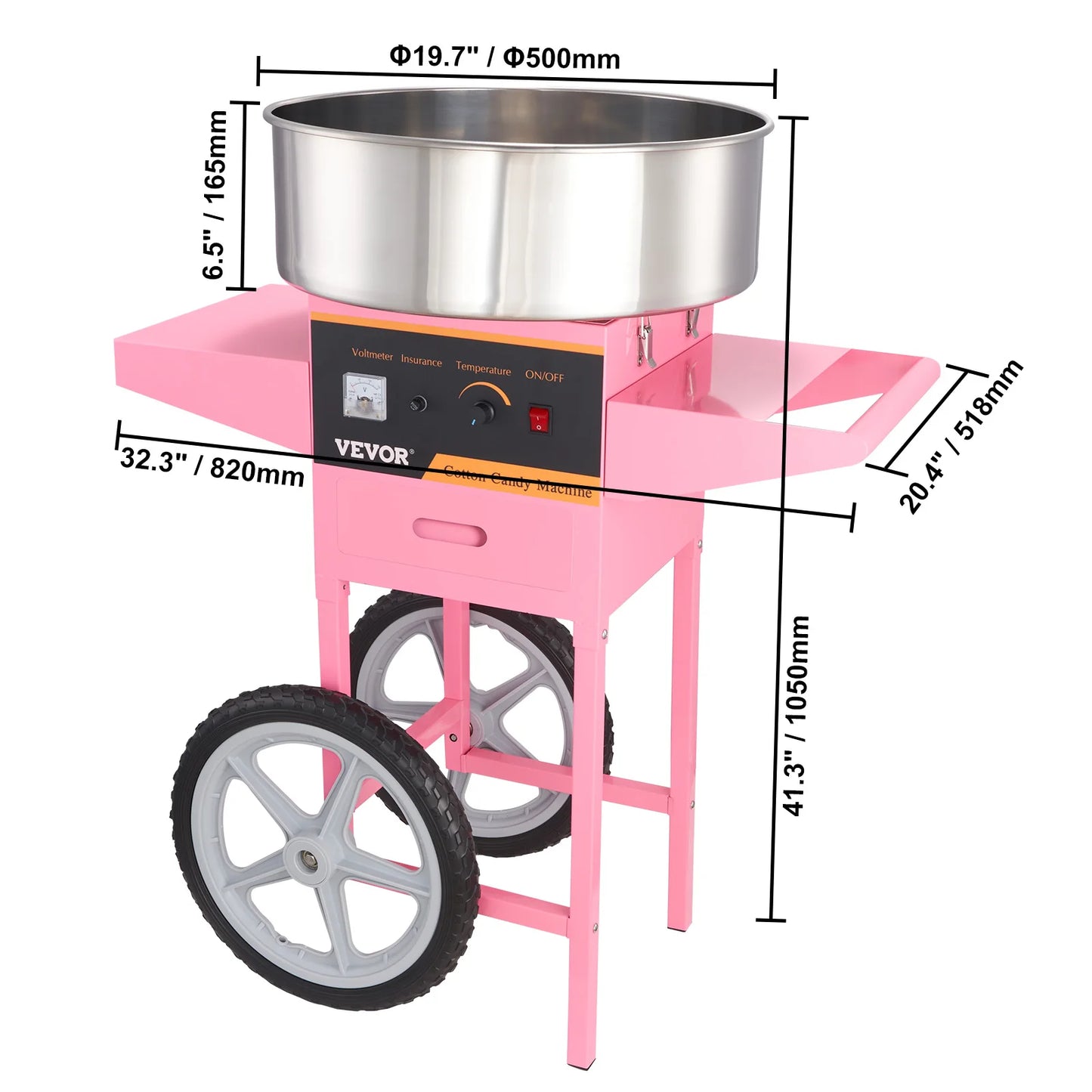 SucceBuy Electric Cotton Candy Machine Commercial Floss Maker Stainless Bowl