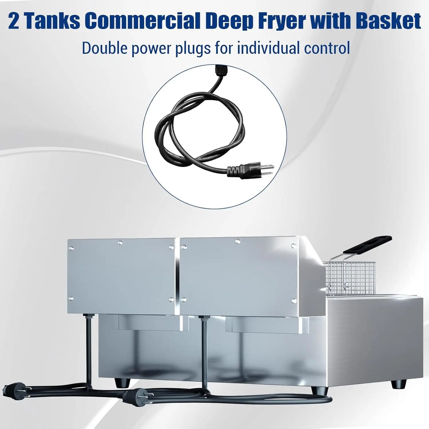 Acekool Commercial Electric Deep Fryer Stainless Steel Baskets Adjustable
