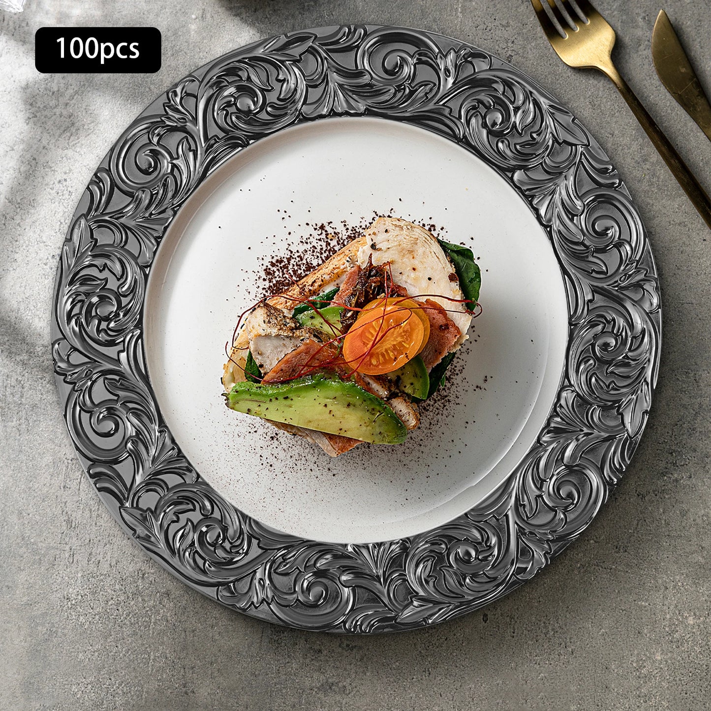 Charger Plates 100-Piece Round Set Reusable Serving Plates For Weddings