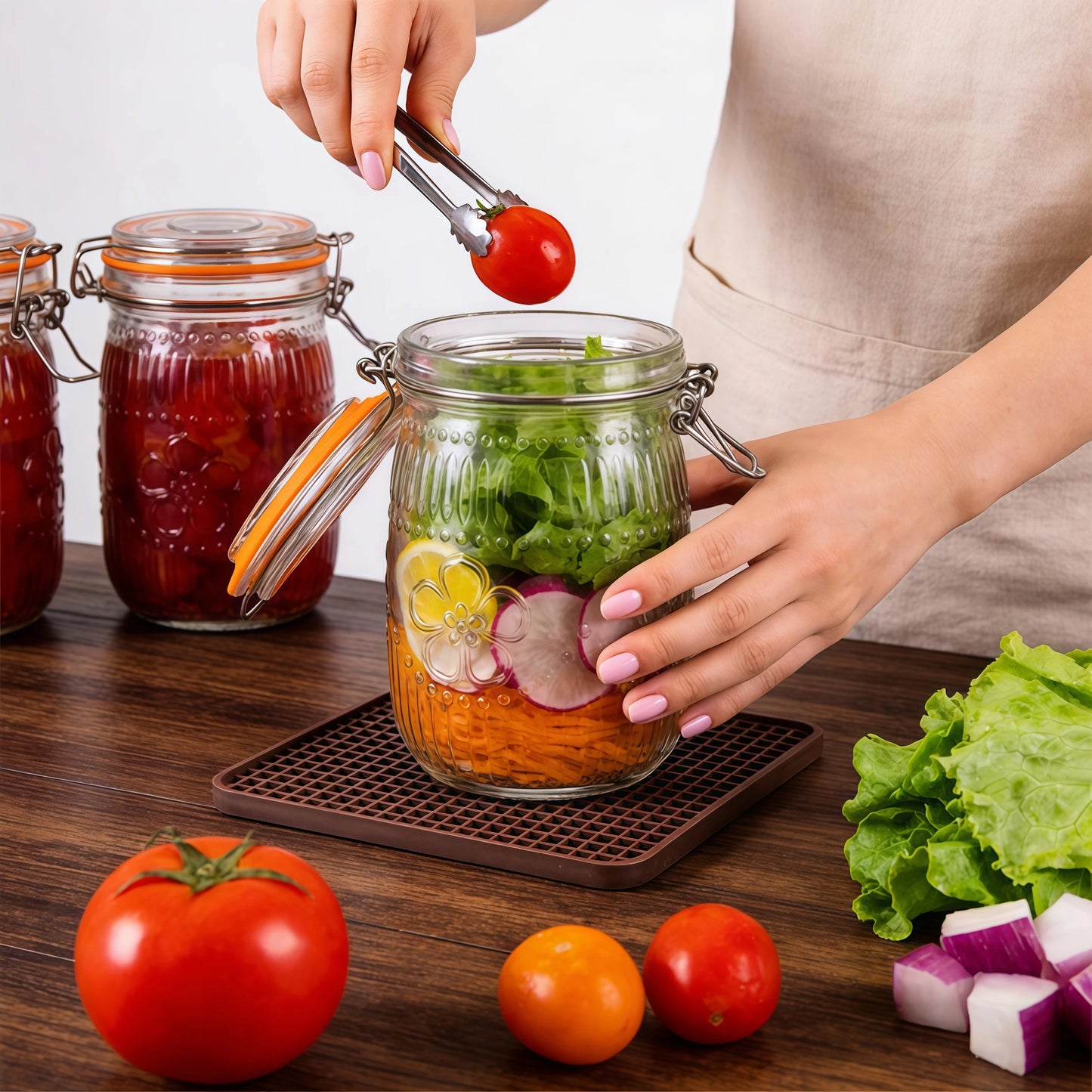 Wide Mouth Mason Jars Airtight Glass Canisters For Kitchen Pantry