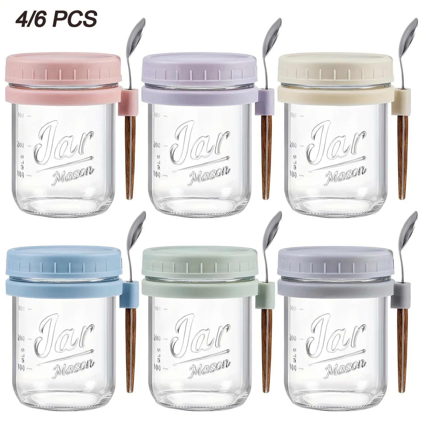Argon Tableware Overnight Oats Cups Set of Six Glass Containers