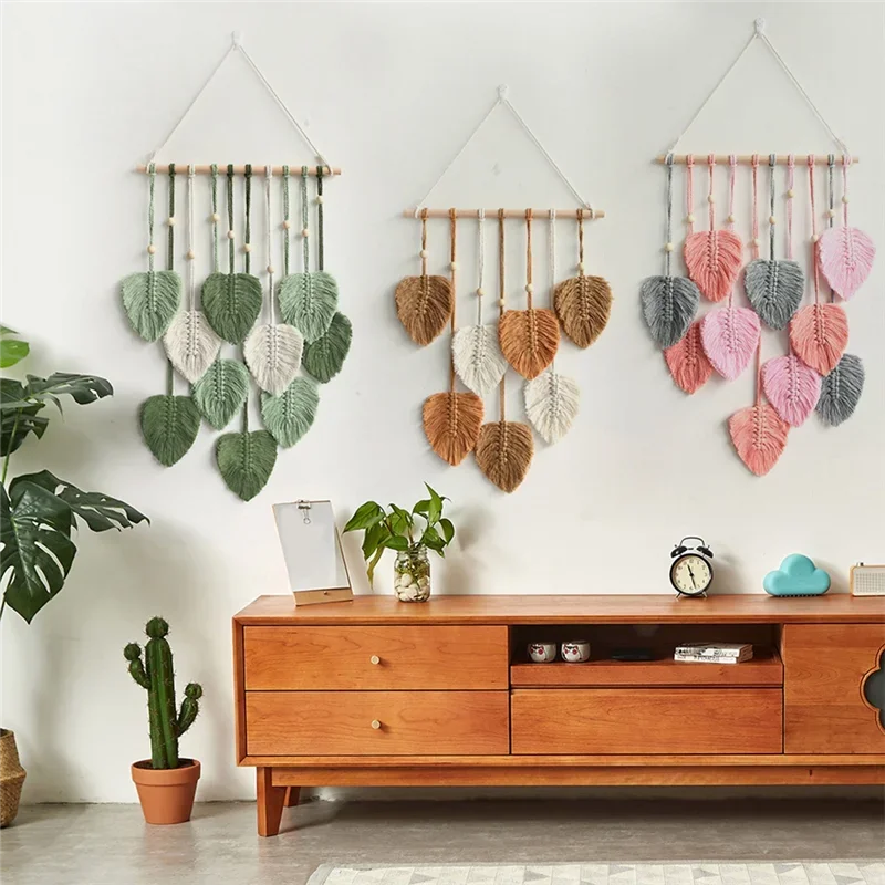 Leaf Macrame Handwoven Wall Hanging Tapestry For Boho Home Decor