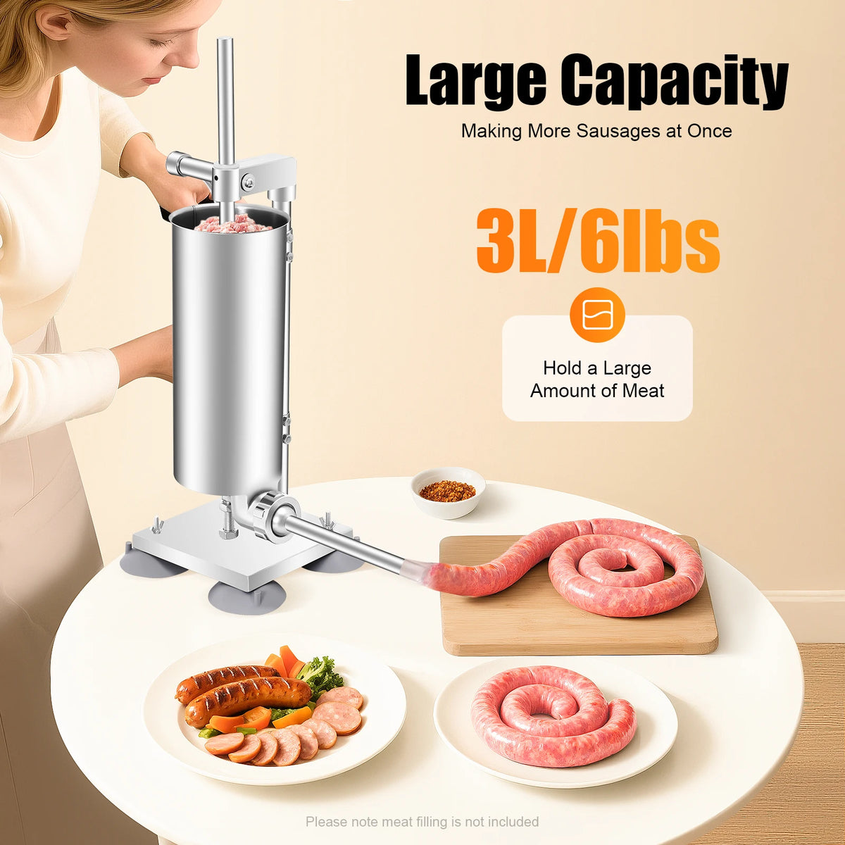 Manual Sausage Stuffer Vertical Filler Machine Stainless Steel