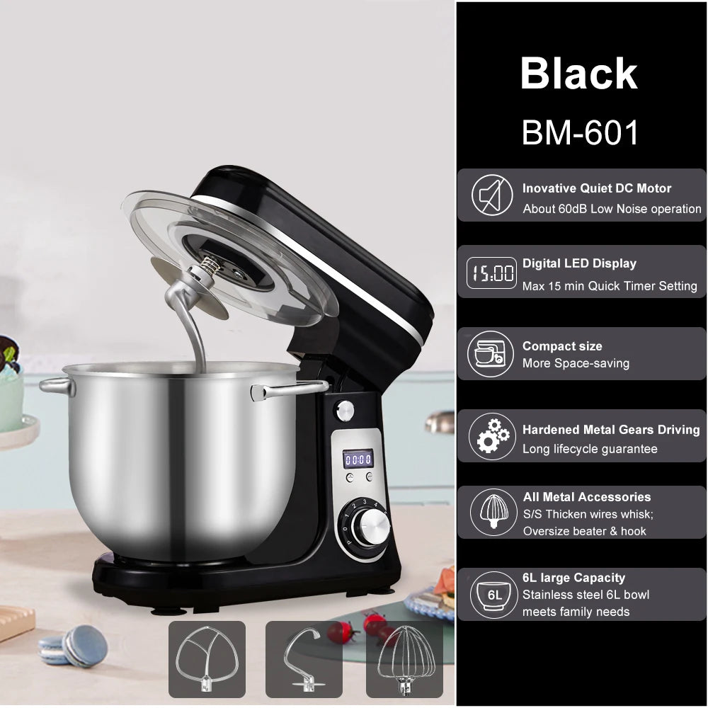 Biolomix 1200W Stand Mixer With Quiet DC Motor