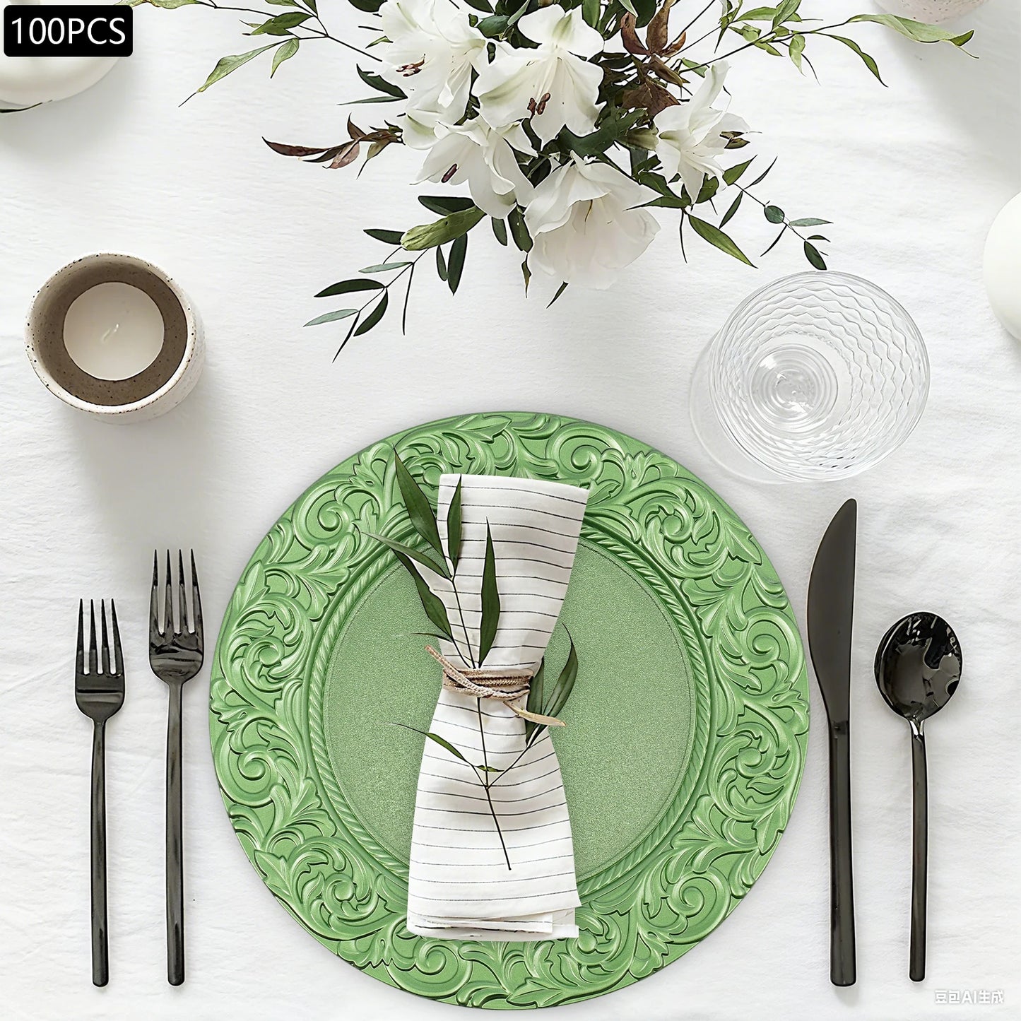 Charger Plates 100-Piece Round Set Reusable Serving Plates For Weddings