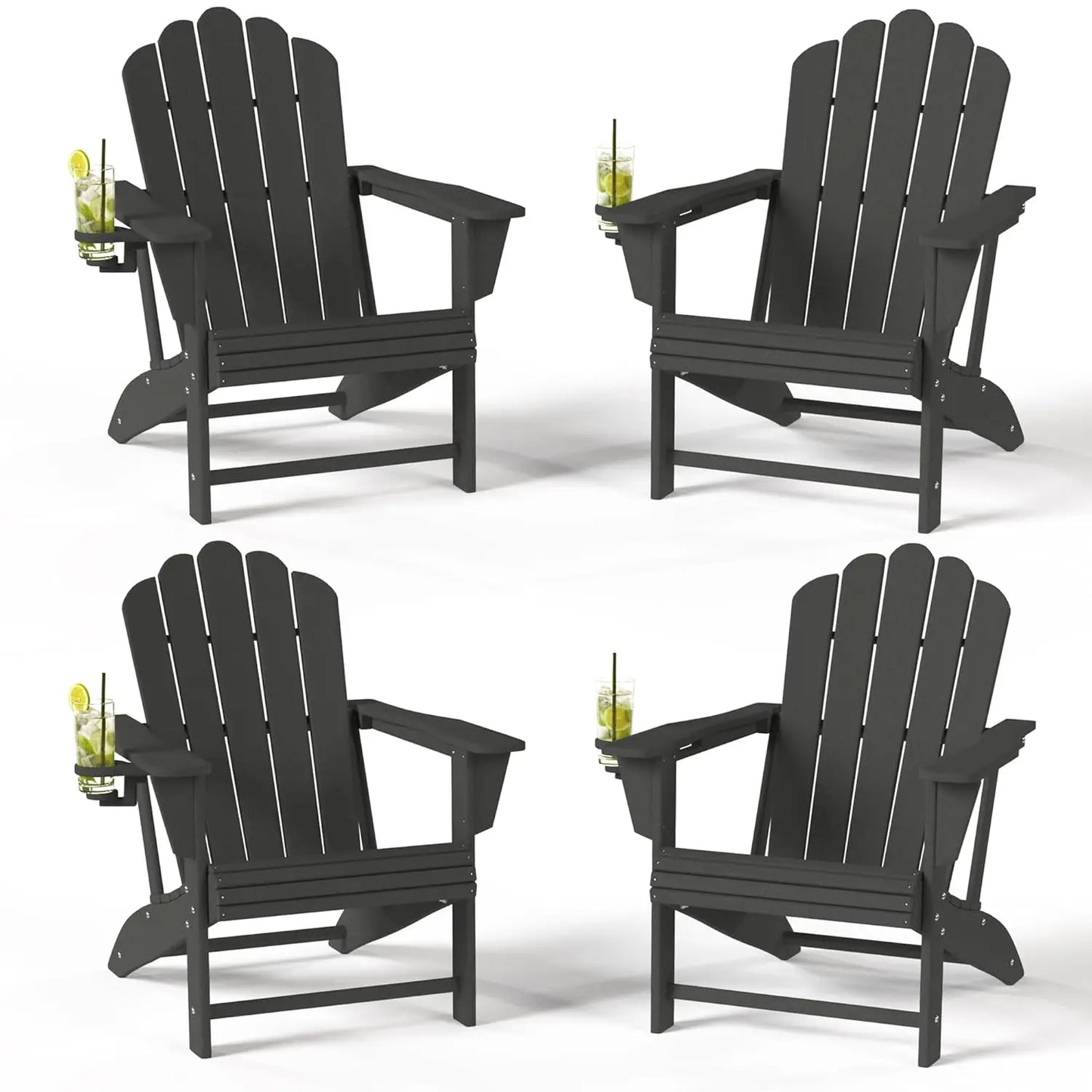 Adirondack Chairs With Cup Holders Outdoor Patio Set Of 4