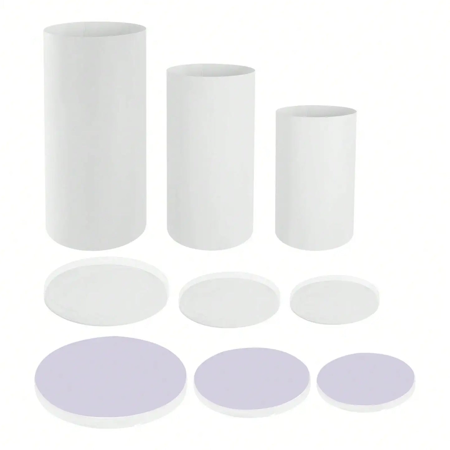 Three-Piece PVC and Acrylic Cylinder Pedestal Stands for Wedding Display Plinths
