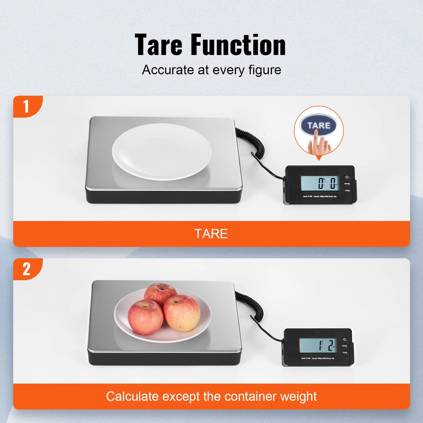SucceBuy 440Lb Digital Shipping Scale With Timer Tare HD LCD
