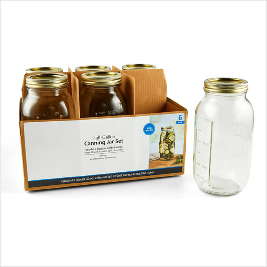 Wide Mouth Glass Mason Jars With Lids And Rings 6-Pack