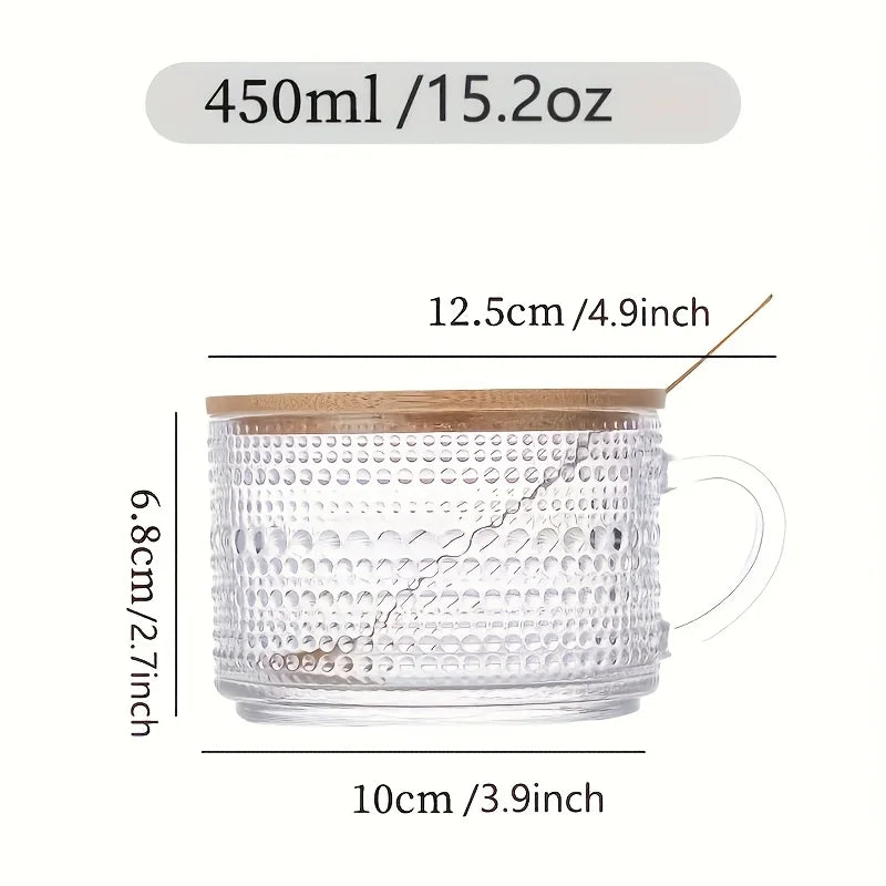 Glass Coffee Cups Set With Wooden Lids For Cappuccino Latte