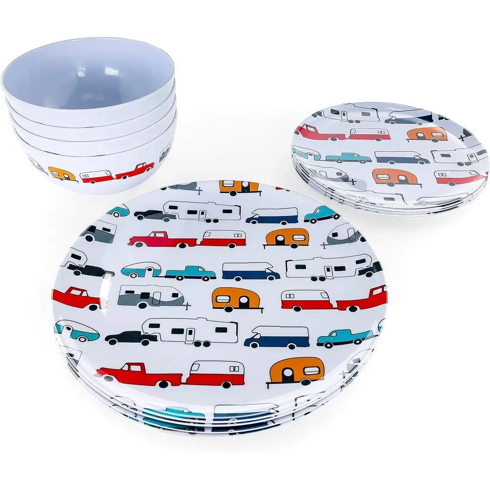 Unbreakable Melamine Campsite Dishware Set For Outdoor Meals