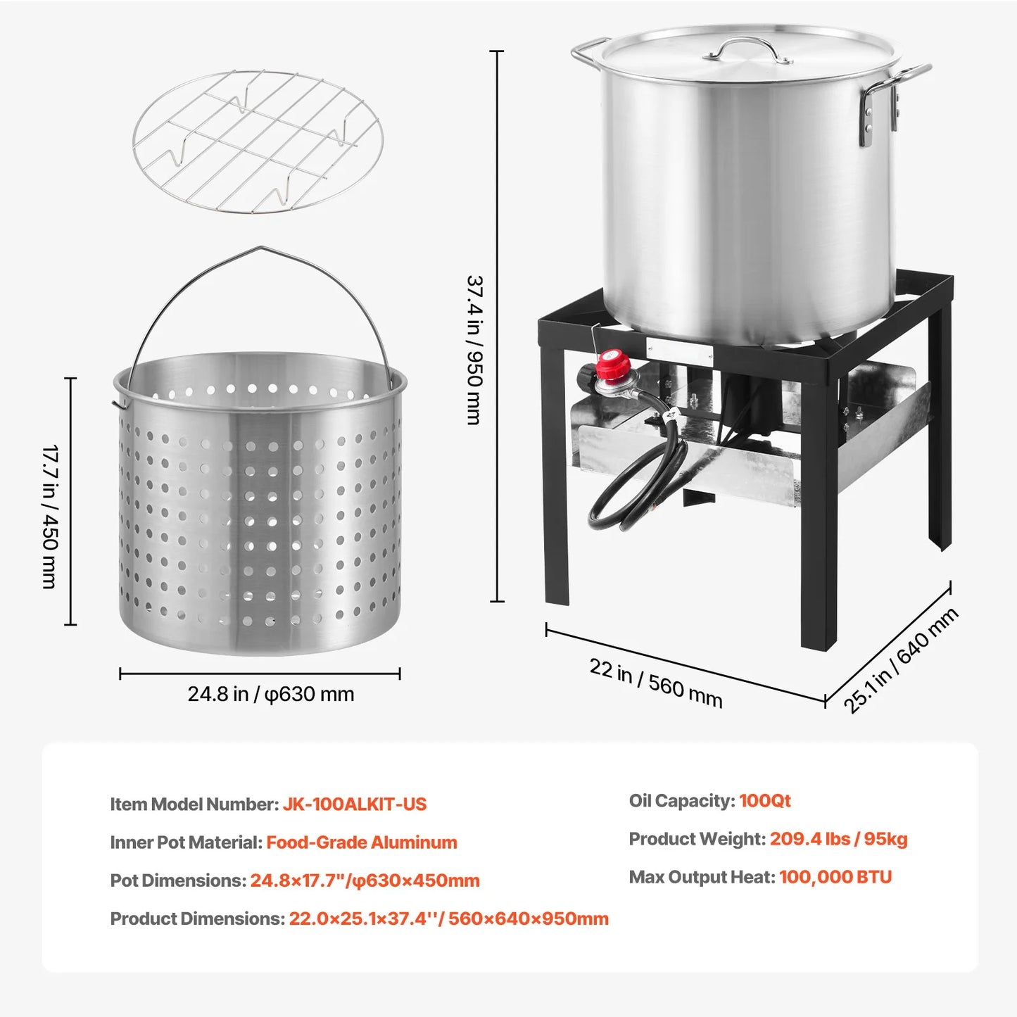 SucceBuy Seafood Boiling Kit With Strainer Crab Crawfish Aluminum Stockpot