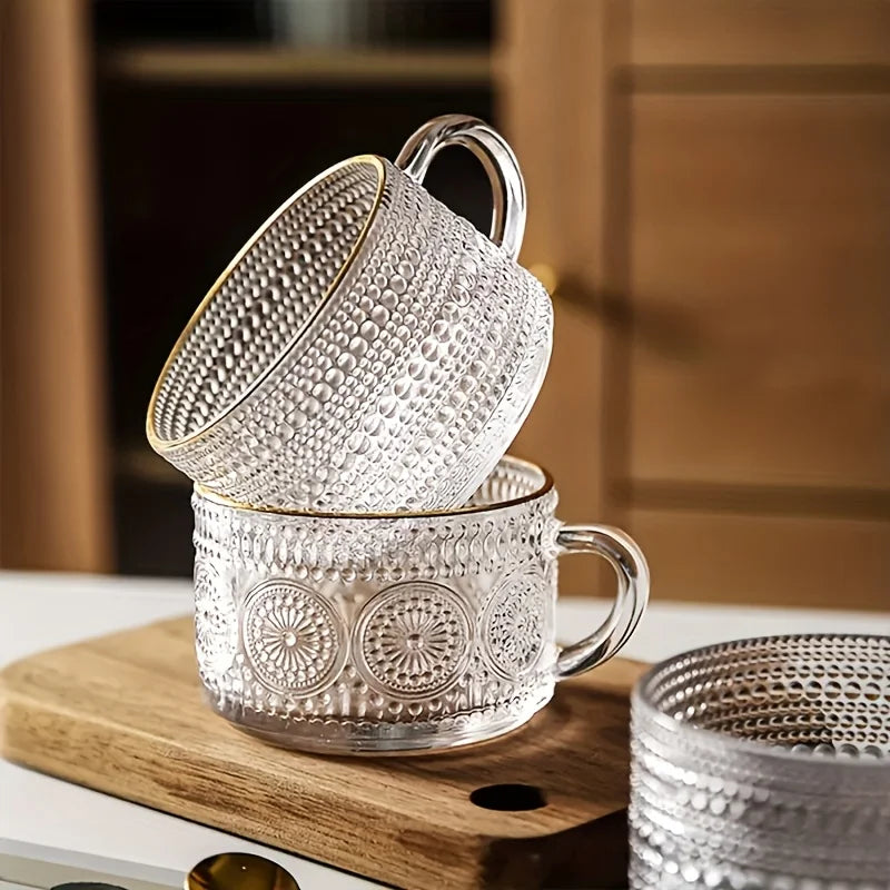 Glass Coffee Cups Set With Wooden Lids For Cappuccino Latte