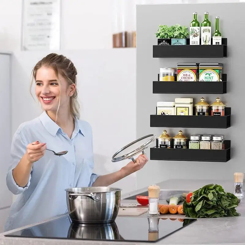 Magnetic Refrigerator Spice Rack Organizer Set 4 Pack