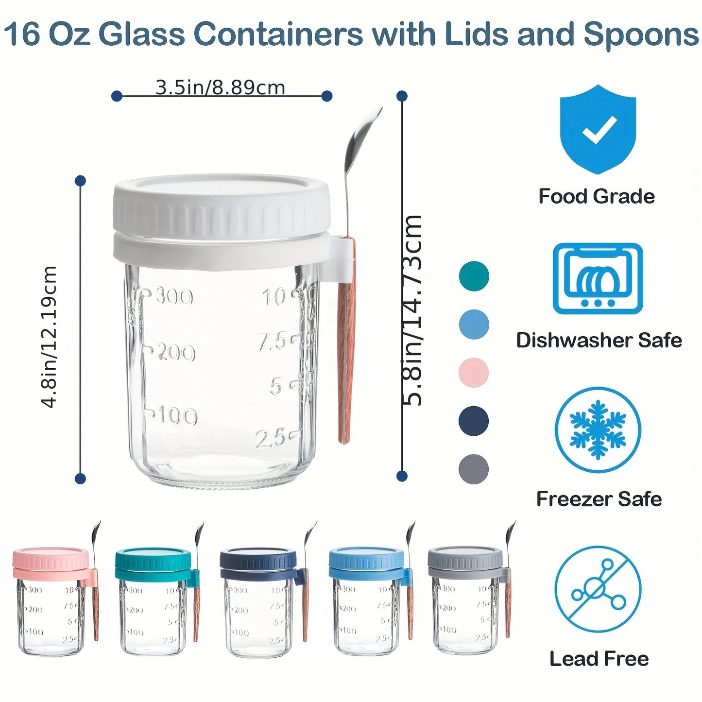 Argon Tableware Overnight Oats Cups Set of Six Glass Containers