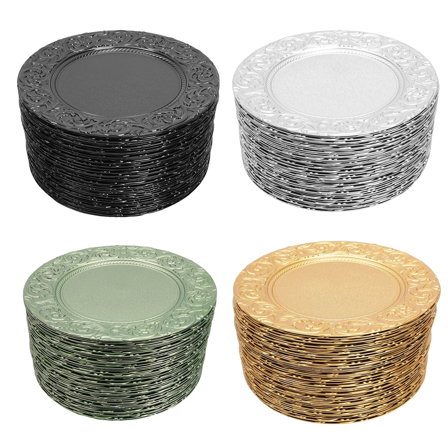 Charger Plates 100-Piece Round Set Reusable Serving Plates For Weddings