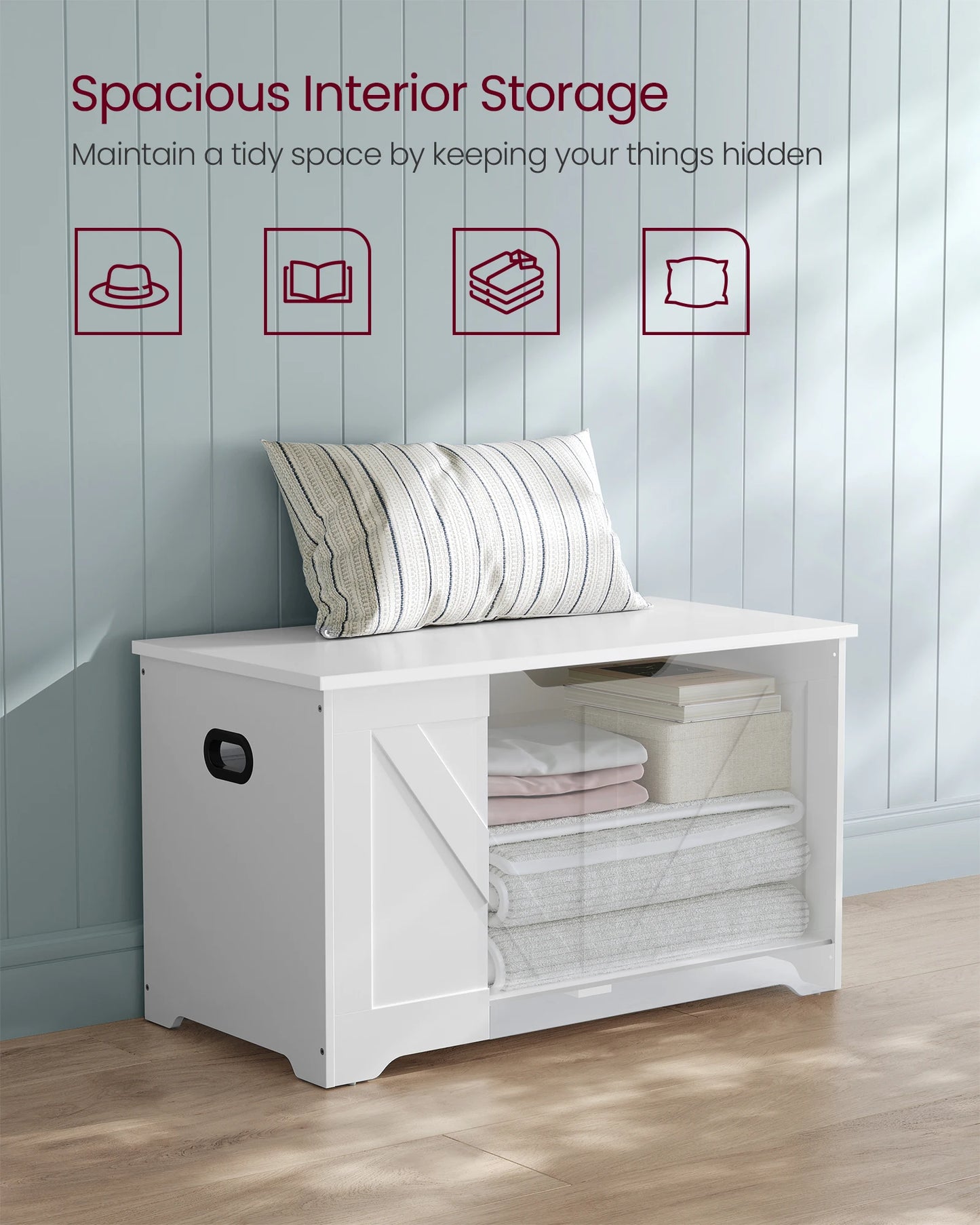 VASAGLE Storage Chest Bench With Safety Hinges Farmhouse Style