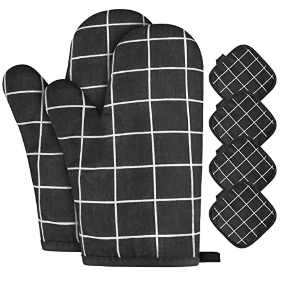 Oven Mitts And Pot Holders Set Six Piece Heat Resistant