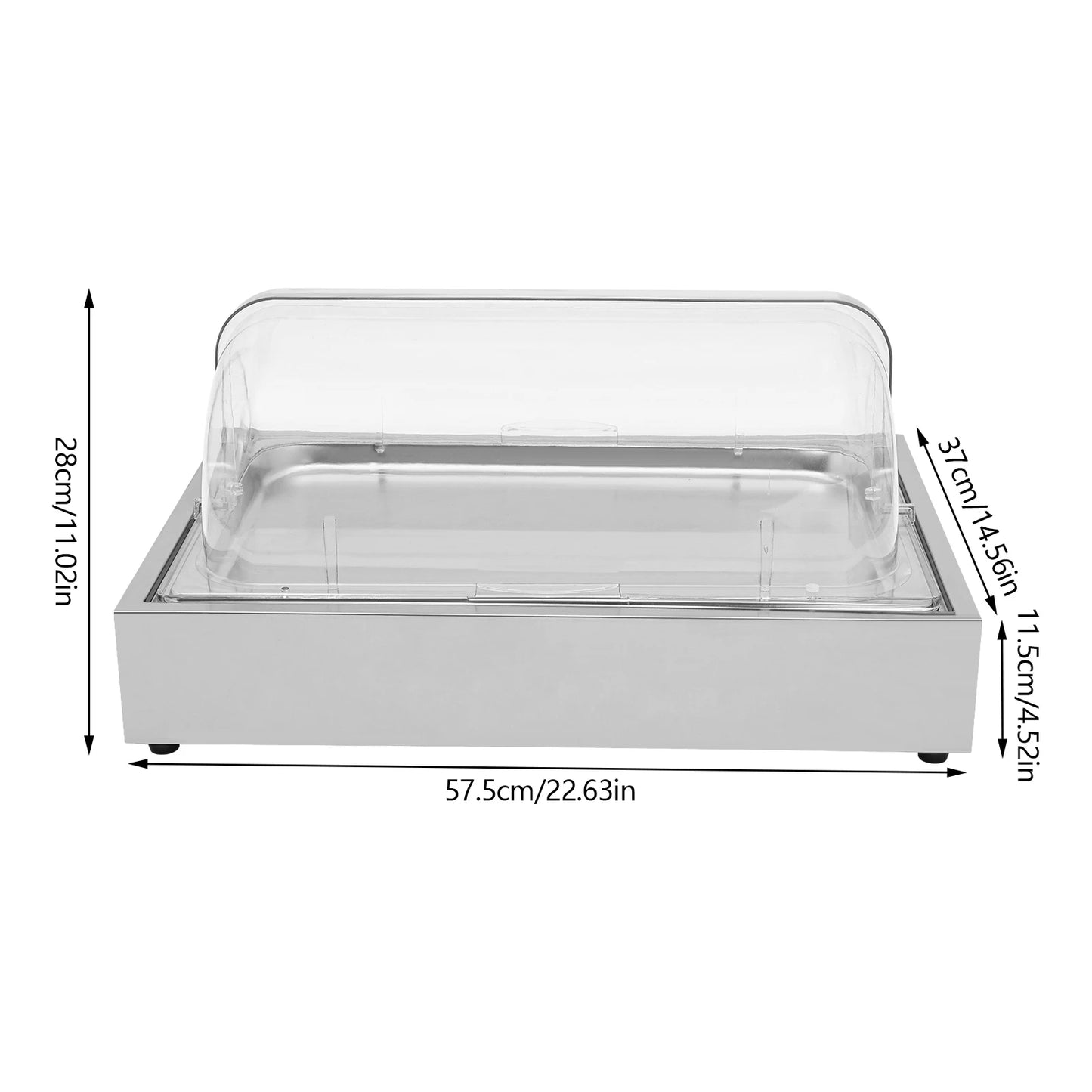 Stainless Steel Food Serving Display Tray With Roll Top Cover