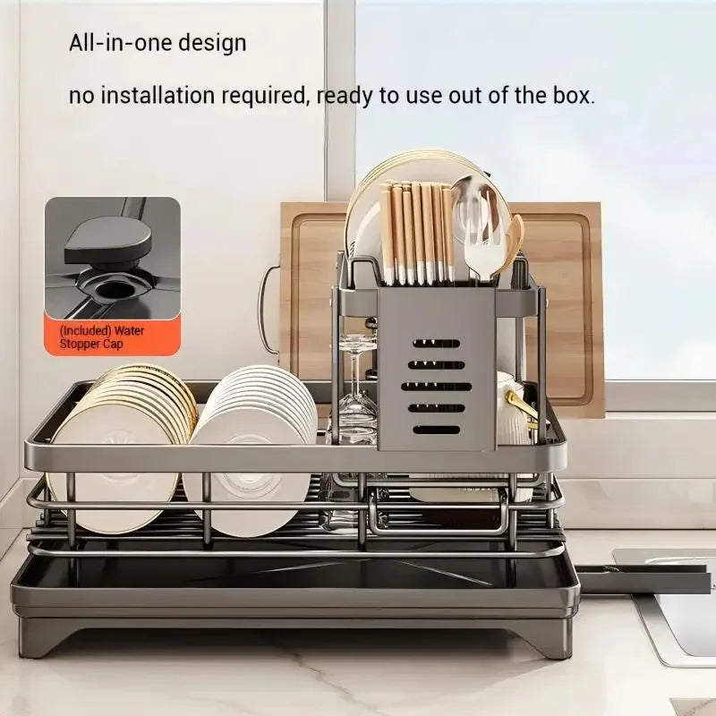 ATMDOG Stainless Steel Dish Drying Rack Over Sink Plate Organizer