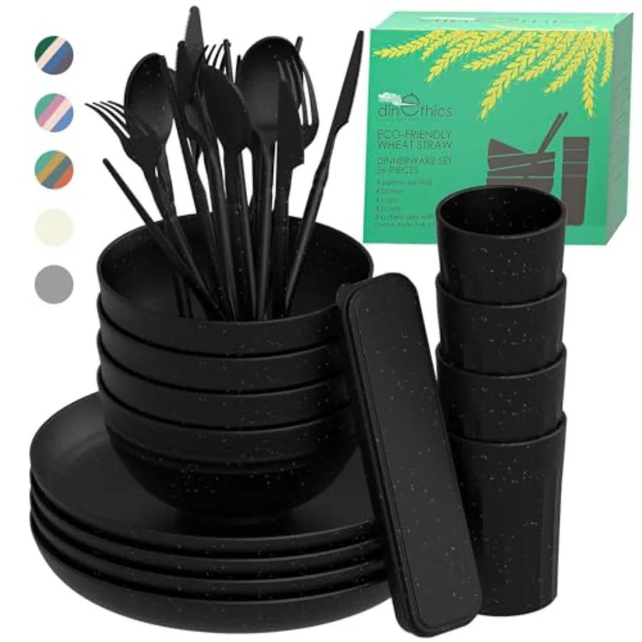 Eco Friendly Wheat Straw Dinnerware Plates Bowls Cups Camping Set