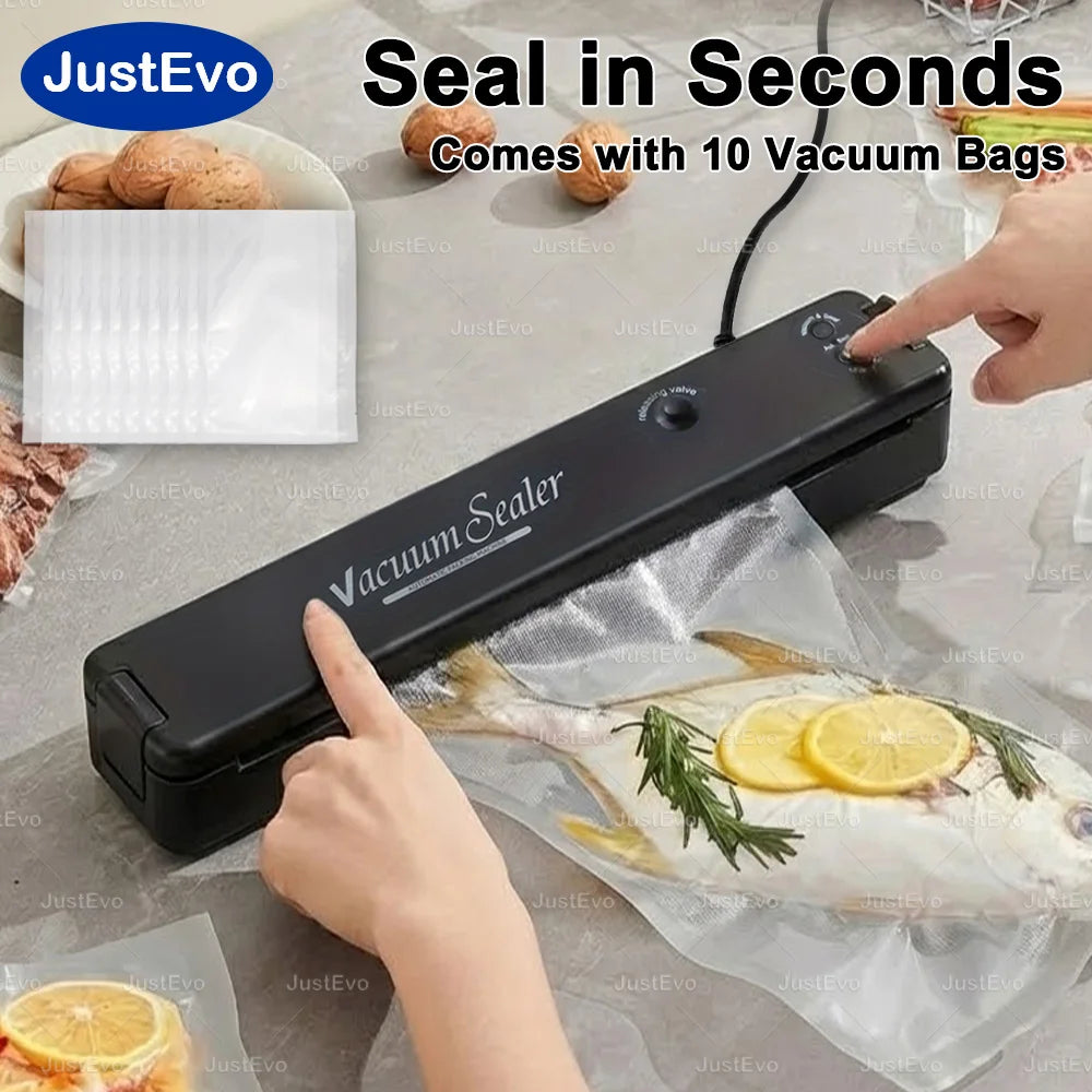 JustEvo Food Vacuum Sealer Machine Portable Automatic With 10 Bags