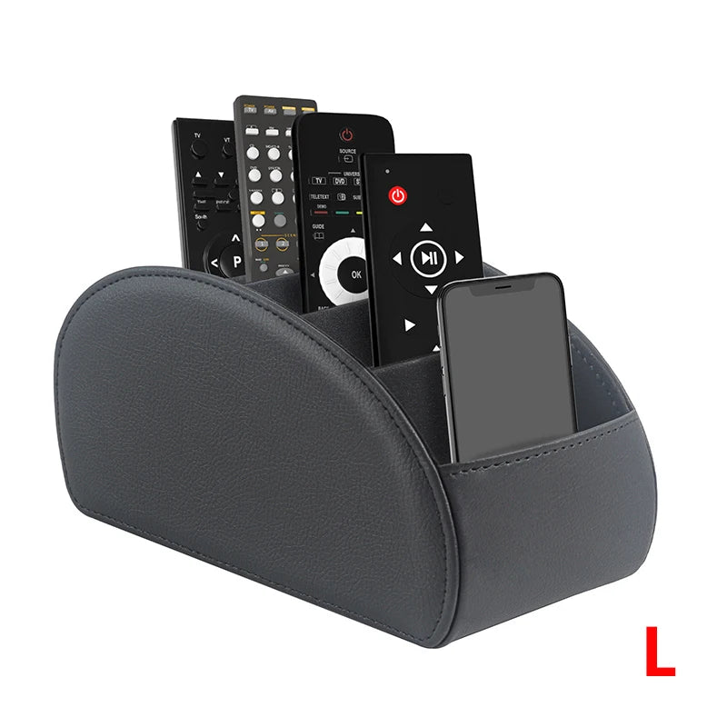 LMETJMA Remote Control Holder With 5 Compartments PU Leather
