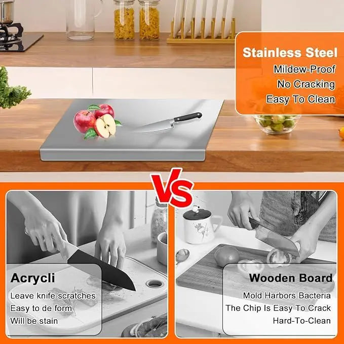 Stainless Steel Cutting Board With Lip For Kitchen Sink Countertop