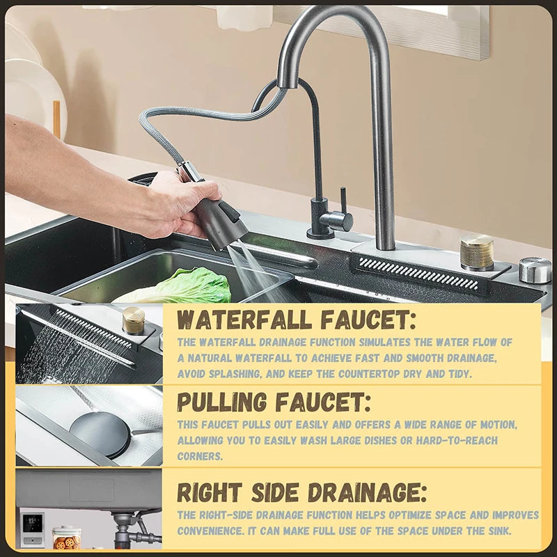 Rozin Stainless Steel Kitchen Sink With Faucet And Soap Dispenser