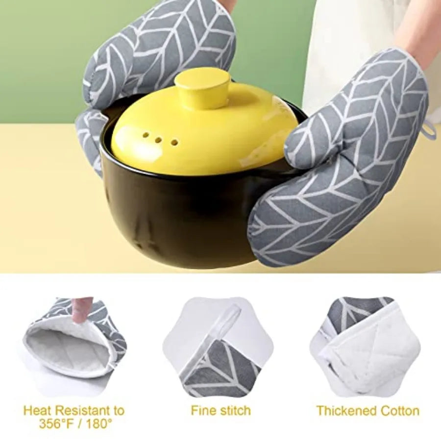 Oven Mitts And Pot Holders Set Six Piece Heat Resistant