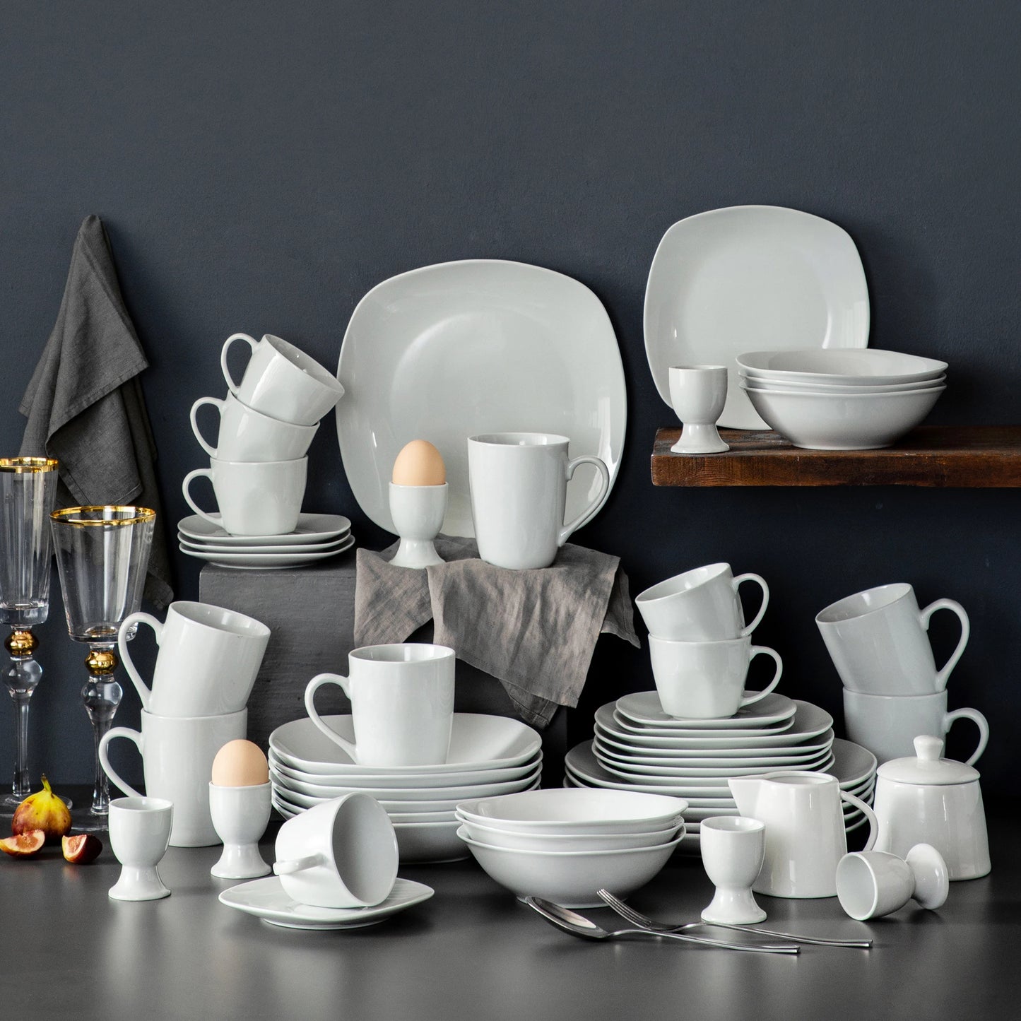 Malacasa 50 Piece Porcelain Dinner Set With Serving Bowls