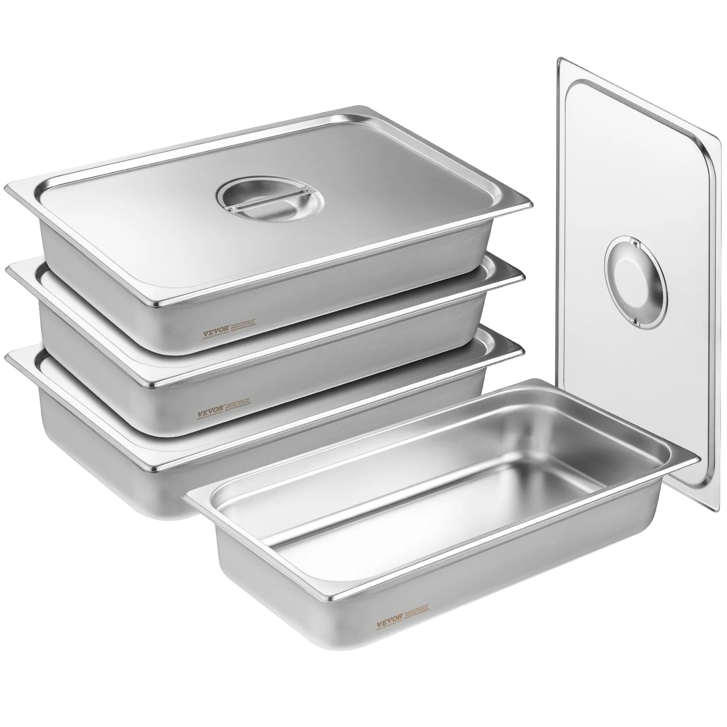 SucceBuy 4-Pack Hotel Pans Anti-Jam Steam Pan With Lid