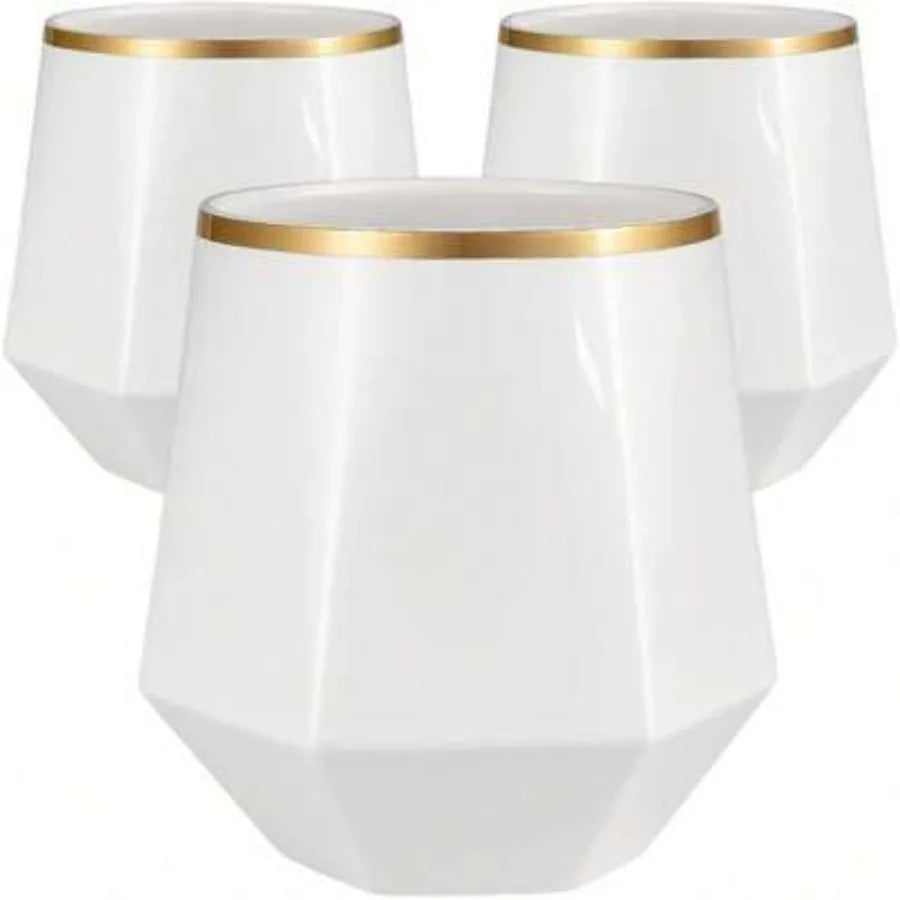 Diamond Unbreakable Stemless Plastic Wine Glasses Disposable 40 Count