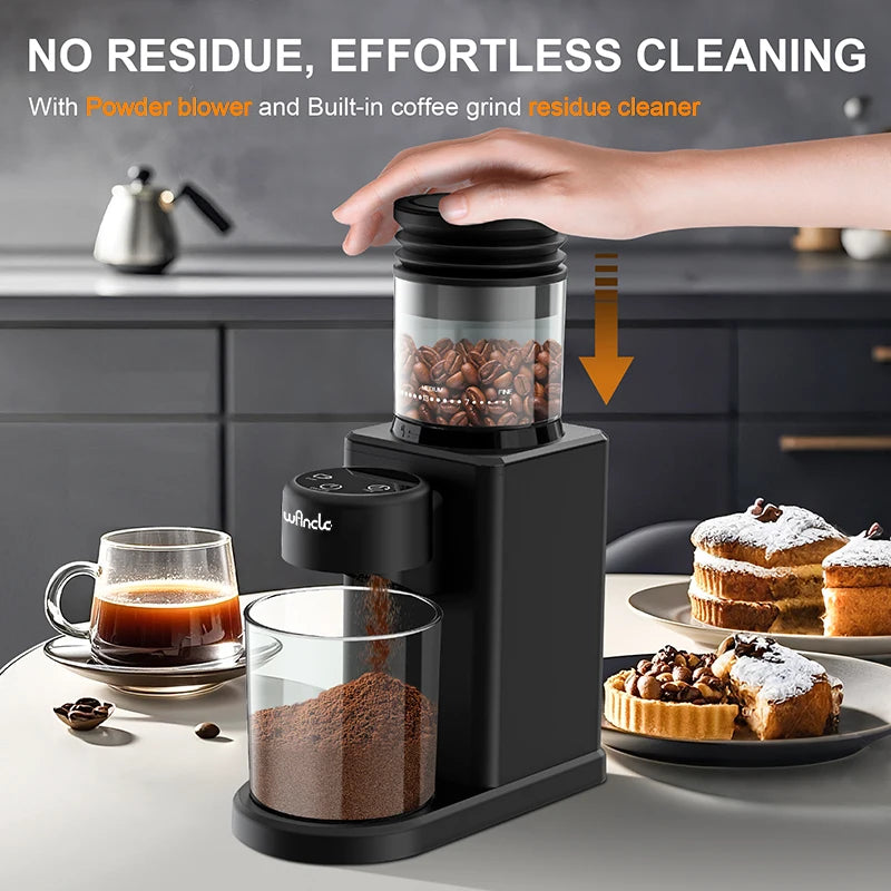 KIRAINAFLY Automatic Conical Burr Coffee Grinder With Touchscreen 25 Settings