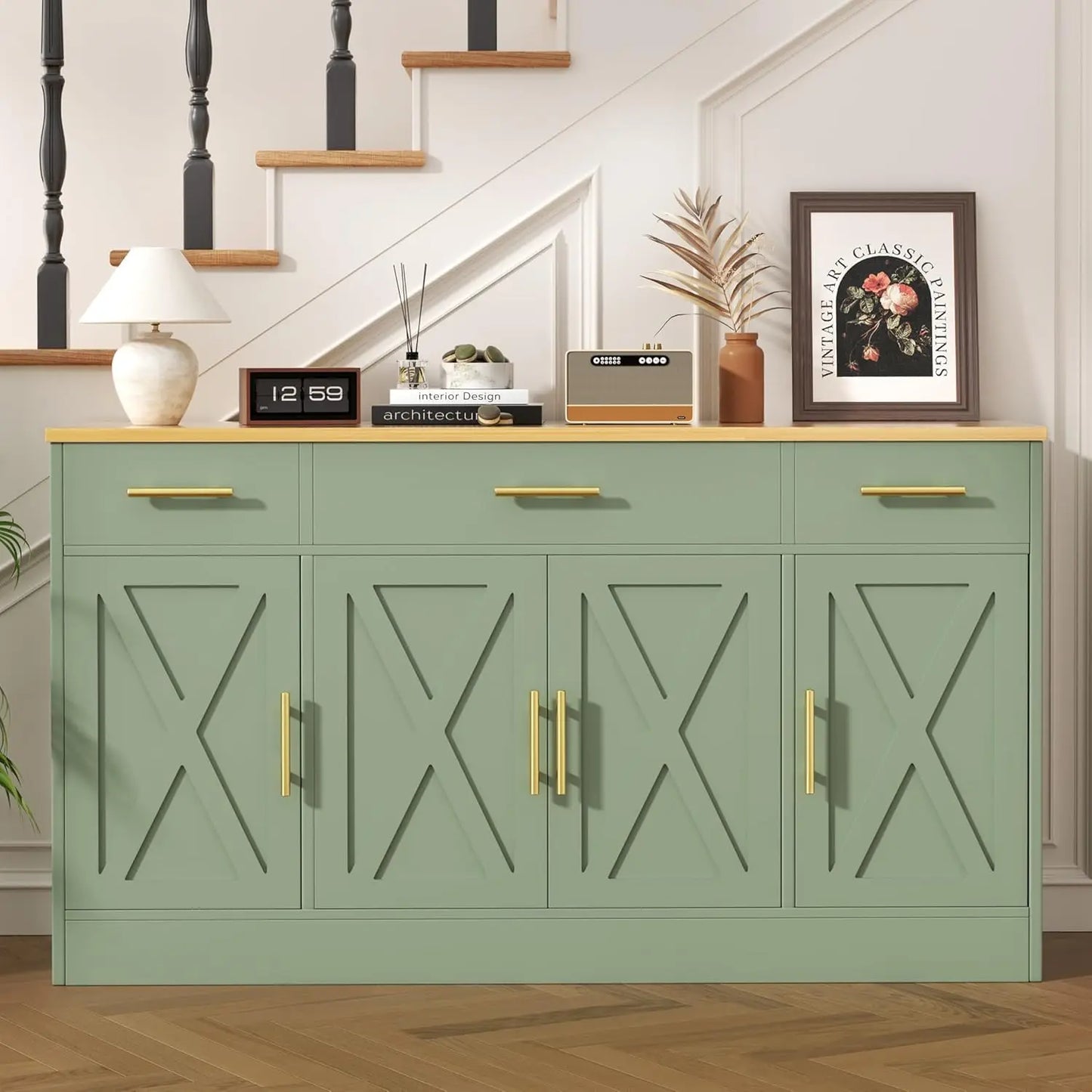 Buffet Cabinet Storage Sideboard With Adjustable Shelves And Drawers