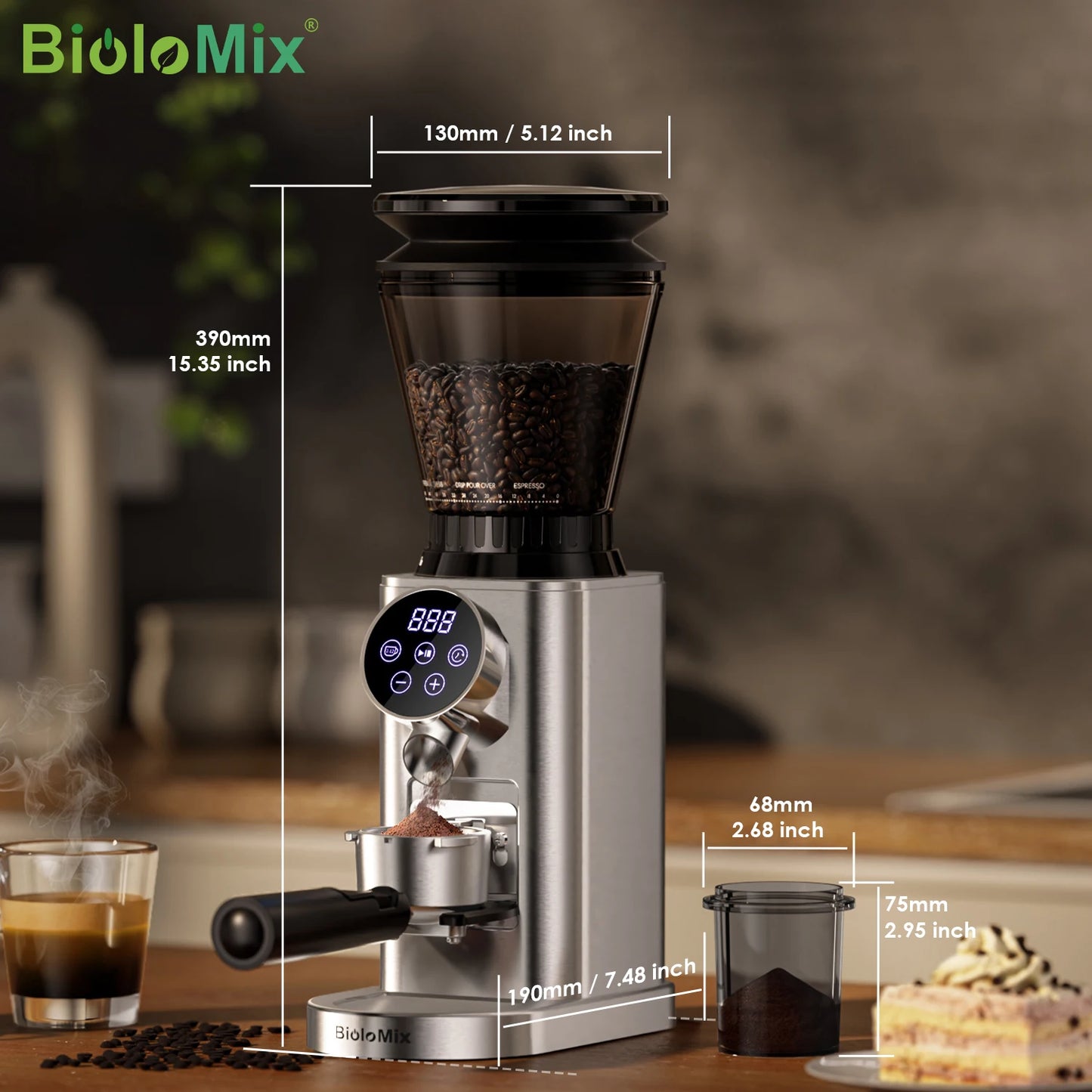 Biolomix Electric Conical Burr Coffee Grinder CG210 With Adjustable Settings