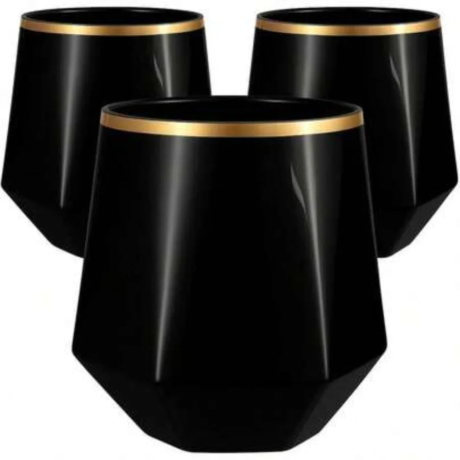 Diamond Unbreakable Stemless Plastic Wine Glasses Disposable 40 Count