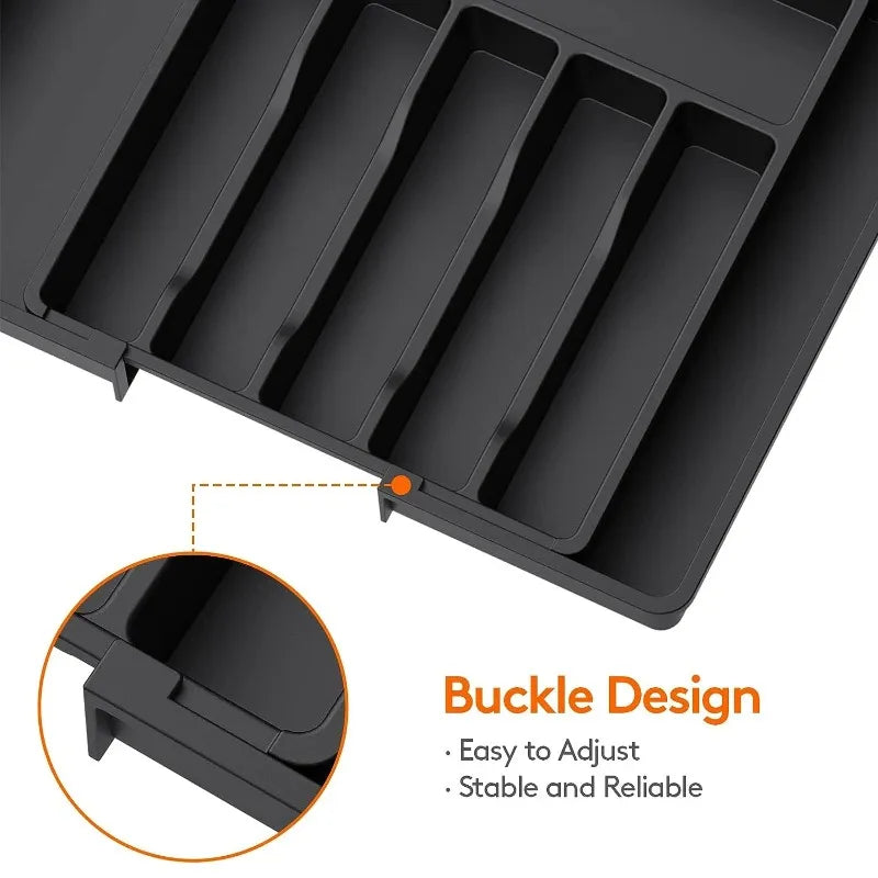 Adjustable Plastic Drawer Organizer For Flatware And Tableware