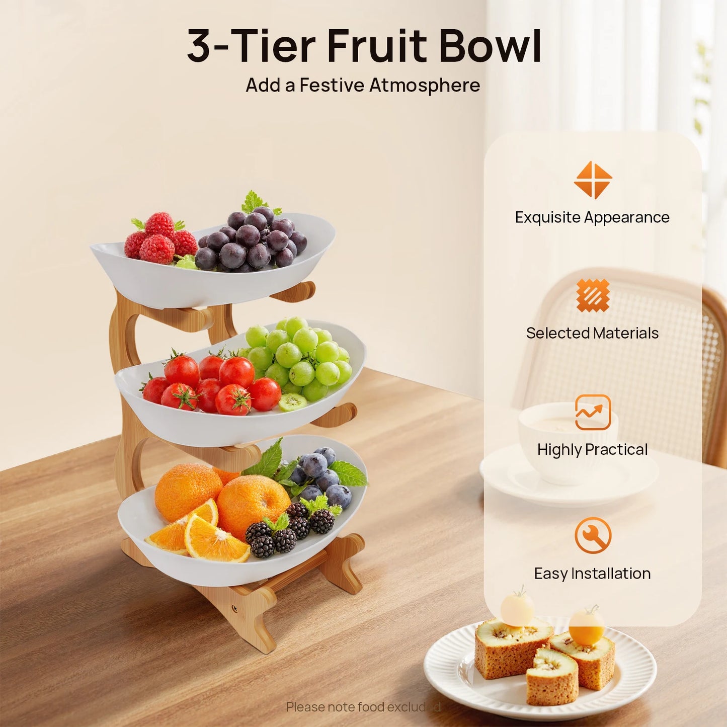 Three Tier Bamboo Fruit Stand For Parties And Weddings