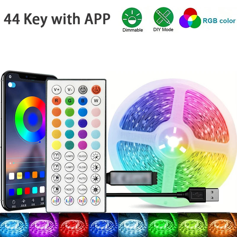 RGB LED Strip Lights With App Control Flexible LED Tape Room Decoration