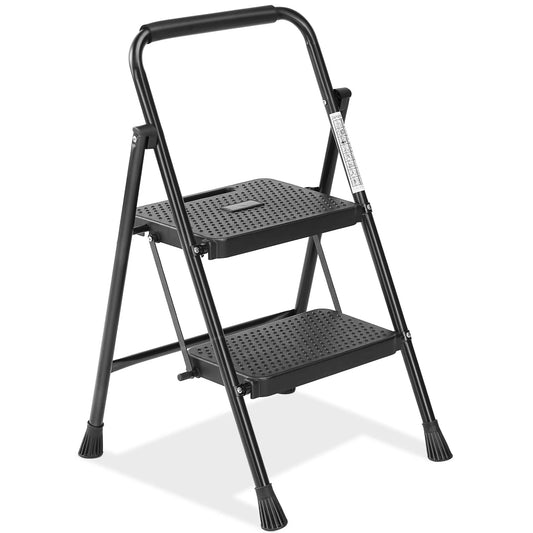 JHK Folding 2/3 Step Ladder Stool Anti Slip Pedal 800lbs